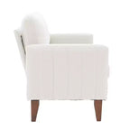 Canapé Loveseat Hyleory 57,48'' en Lin Rembourré avec Tête de Clou et Pieds en Bois Massif