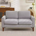 Canapé Loveseat Hyleory 57,48'' en Lin Rembourré avec Tête de Clou et Pieds en Bois Massif