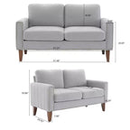 Canapé Loveseat Hyleory 57,48'' en Lin Rembourré avec Tête de Clou et Pieds en Bois Massif