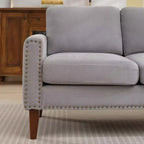 Canapé Loveseat Hyleory 57,48'' en Lin Rembourré avec Tête de Clou et Pieds en Bois Massif
