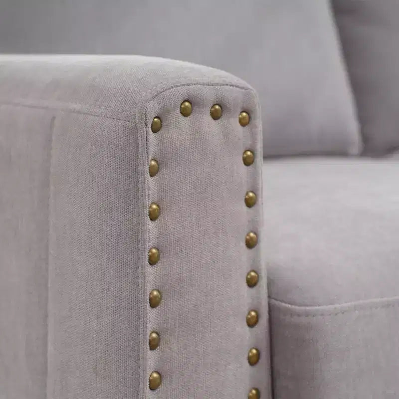 Canapé Loveseat Hyleory 57,48'' en Lin Rembourré avec Tête de Clou et Pieds en Bois Massif