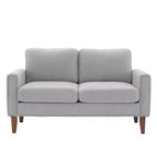 Canapé Loveseat Hyleory 57,48'' en Lin Rembourré avec Tête de Clou et Pieds en Bois Massif