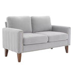 Canapé Loveseat Hyleory 57,48'' en Lin Rembourré avec Tête de Clou et Pieds en Bois Massif
