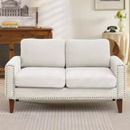 Canapé Loveseat Hyleory 57,48'' en Lin Rembourré avec Tête de Clou et Pieds en Bois Massif