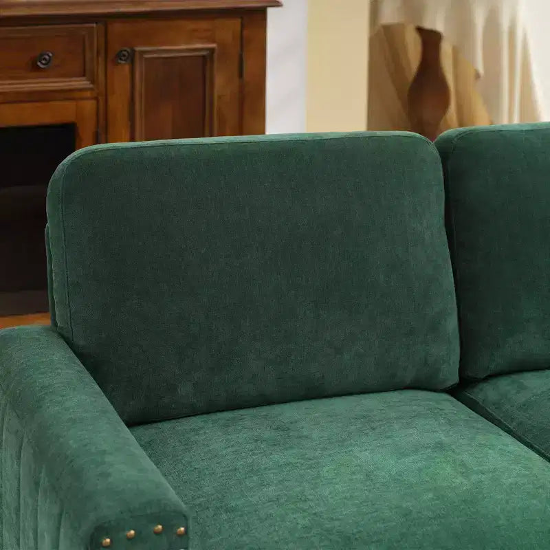 Canapé Loveseat Hyleory 57,48'' en Lin Rembourré avec Tête de Clou et Pieds en Bois Massif