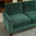 Canapé Loveseat Hyleory 57,48'' en Lin Rembourré avec Tête de Clou et Pieds en Bois Massif