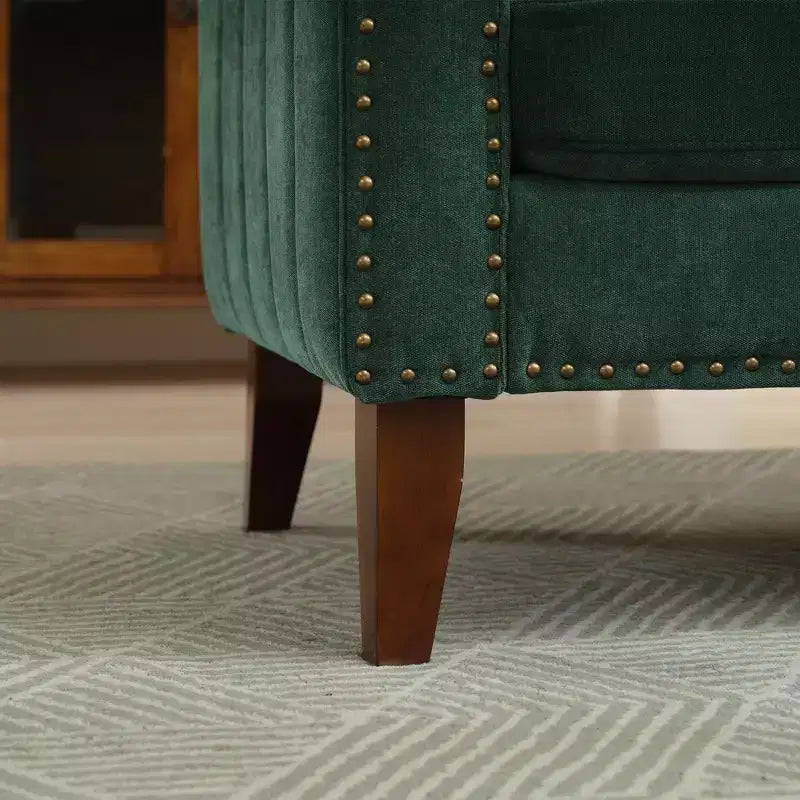 Canapé Loveseat Hyleory 57,48'' en Lin Rembourré avec Tête de Clou et Pieds en Bois Massif