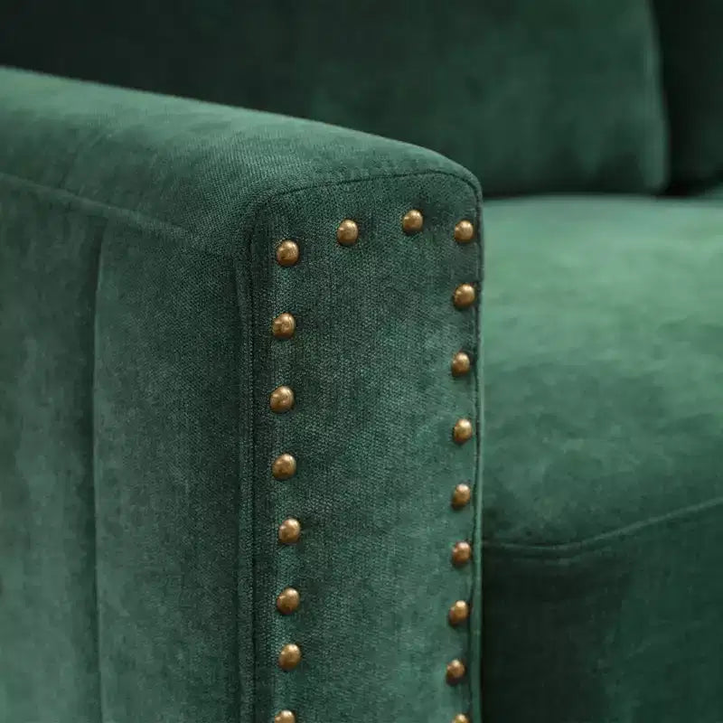 Canapé Loveseat Hyleory 57,48'' en Lin Rembourré avec Tête de Clou et Pieds en Bois Massif