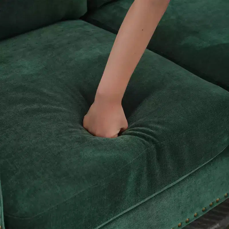 Canapé Loveseat Hyleory 57,48'' en Lin Rembourré avec Tête de Clou et Pieds en Bois Massif
