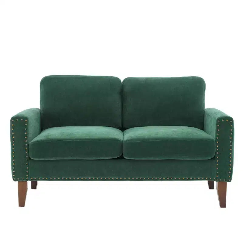 Canapé Loveseat Hyleory 57,48'' en Lin Rembourré avec Tête de Clou et Pieds en Bois Massif