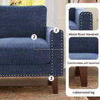 Canapé Loveseat Hyleory 57,48'' en Lin Rembourré avec Tête de Clou et Pieds en Bois Massif