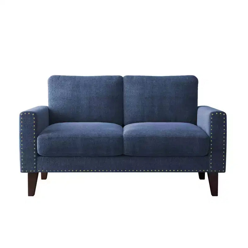 Canapé Loveseat Hyleory 57,48'' en Lin Rembourré avec Tête de Clou et Pieds en Bois Massif