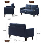 Canapé Loveseat Hyleory 57,48'' en Lin Rembourré avec Tête de Clou et Pieds en Bois Massif