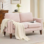 Canapé Loveseat Hyleory 57,48'' en Lin Rembourré avec Tête de Clou et Pieds en Bois Massif