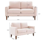 Canapé Loveseat Hyleory 57,48'' en Lin Rembourré avec Tête de Clou et Pieds en Bois Massif