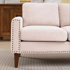 Canapé Loveseat Hyleory 57,48'' en Lin Rembourré avec Tête de Clou et Pieds en Bois Massif
