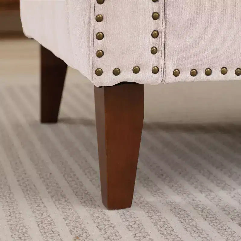 Canapé Loveseat Hyleory 57,48'' en Lin Rembourré avec Tête de Clou et Pieds en Bois Massif