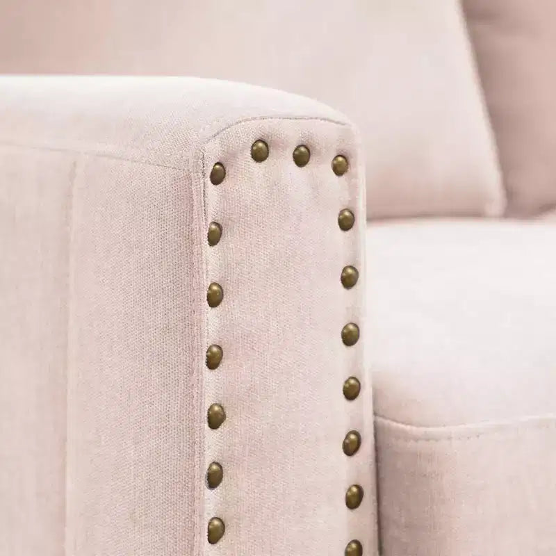 Canapé Loveseat Hyleory 57,48'' en Lin Rembourré avec Tête de Clou et Pieds en Bois Massif
