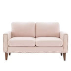 Canapé Loveseat Hyleory 57,48'' en Lin Rembourré avec Tête de Clou et Pieds en Bois Massif