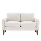 Canapé Loveseat Hyleory 57,48'' en Lin Rembourré avec Tête de Clou et Pieds en Bois Massif
