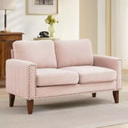 Canapé Loveseat Hyleory 57,48'' en Lin Rembourré avec Tête de Clou et Pieds en Bois Massif