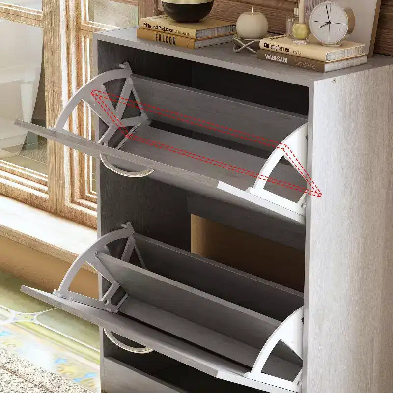 Meuble à chaussures gris d'entrée Famapy avec tiroirs basculants