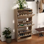 amapy Wood Grain Design Shoe Cabinet Entryway Shoe Rack 3 Tier Shelves
