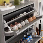 amapy Meuble à chaussures en bois avec motif grain de bois, étagère à chaussures à 3 niveaux pour entrée