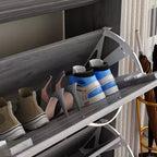 amapy Meuble à chaussures en bois avec motif grain de bois, étagère à chaussures à 3 niveaux pour entrée