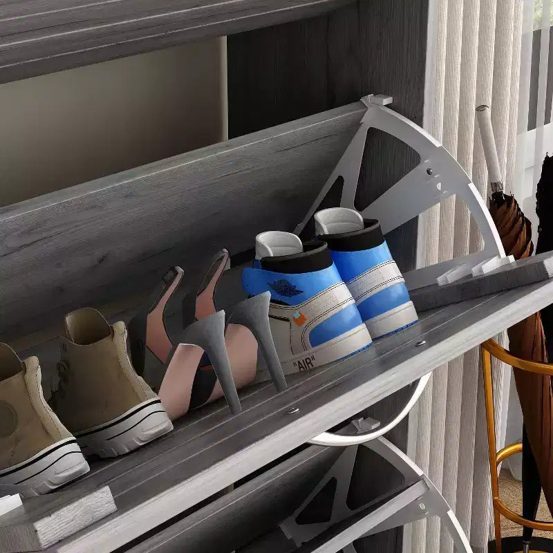 amapy Meuble à chaussures en bois avec motif grain de bois, étagère à chaussures à 3 niveaux pour entrée