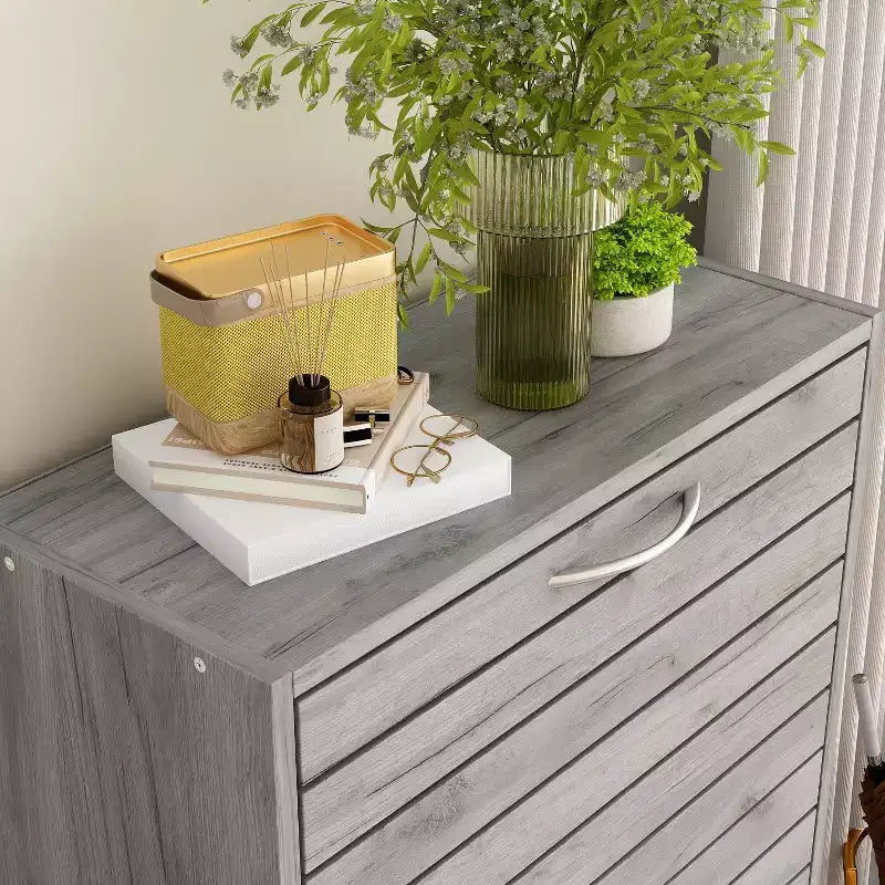 amapy Meuble à chaussures en bois avec motif grain de bois, étagère à chaussures à 3 niveaux pour entrée