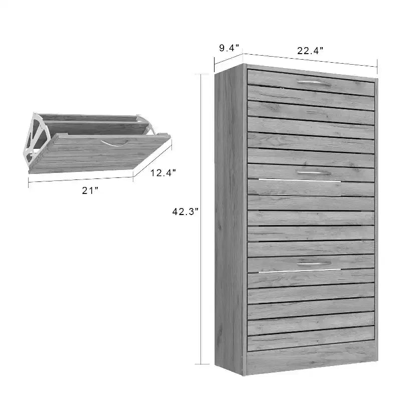 amapy Meuble à chaussures en bois avec motif grain de bois, étagère à chaussures à 3 niveaux pour entrée