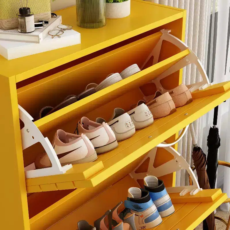 amapy Meuble à chaussures en bois avec motif grain de bois, étagère à chaussures à 3 niveaux pour entrée