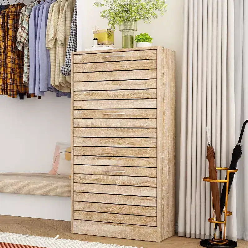 amapy Meuble à chaussures en bois avec motif grain de bois, étagère à chaussures à 3 niveaux pour entrée