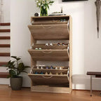 amapy Meuble à chaussures en bois avec motif grain de bois, étagère à chaussures à 3 niveaux pour entrée