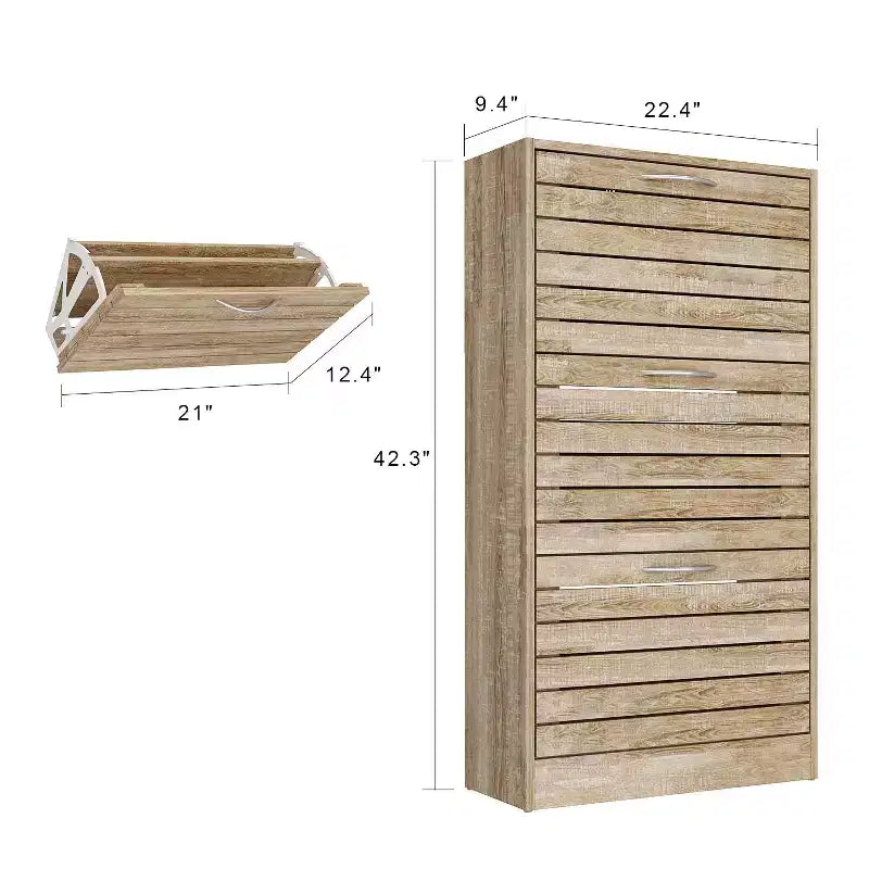 amapy Meuble à chaussures en bois avec motif grain de bois, étagère à chaussures à 3 niveaux pour entrée