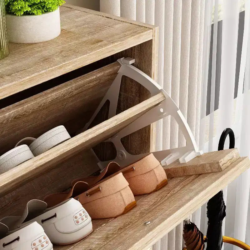 amapy Meuble à chaussures en bois avec motif grain de bois, étagère à chaussures à 3 niveaux pour entrée
