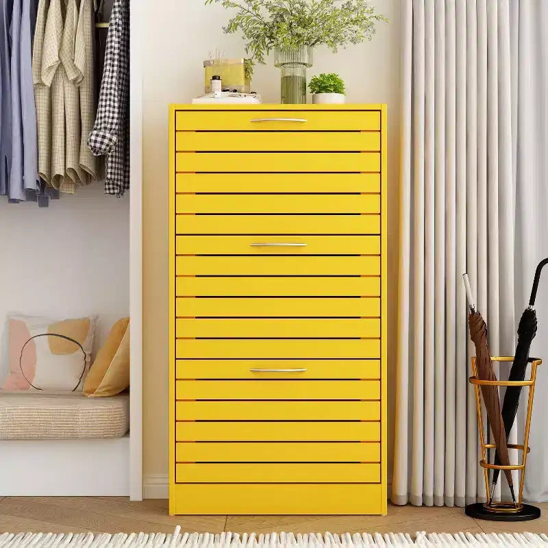 amapy Meuble à chaussures en bois avec motif grain de bois, étagère à chaussures à 3 niveaux pour entrée