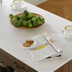 Desserte de cuisine Famapy avec plan de travail en marbre, 2 tiroirs, 6 étagères, pieds en métal, grand espace de rangement, meuble de garde-manger, table à manger, solution de cuisine tout-en-un