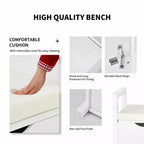 Banc à chaussures Costway avec étagère de rangement, coussin de siège, pouf pour chambre à coucher, couloir, entrée, noir/blanc