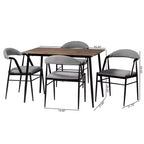 Ensemble de salle à manger 5 pièces Baxton Studio Orrin en tissu gris et métal de style industriel moderne