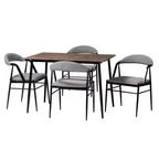 Ensemble de salle à manger 5 pièces Baxton Studio Orrin en tissu gris et métal de style industriel moderne