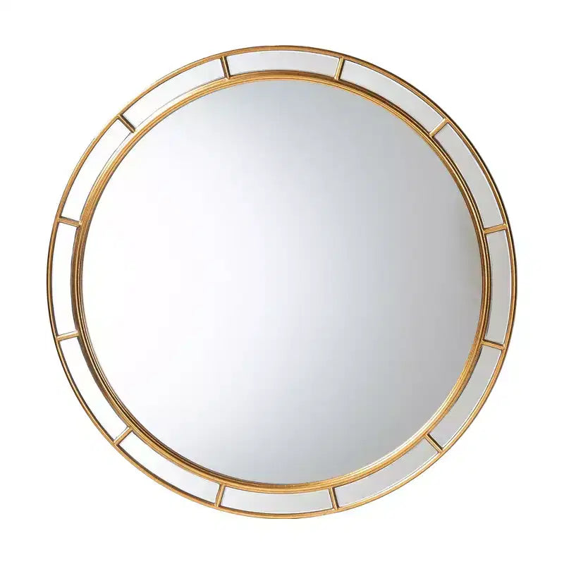 Miroir décoratif rond Ulvi en feuille d'or antique Baxton Studio