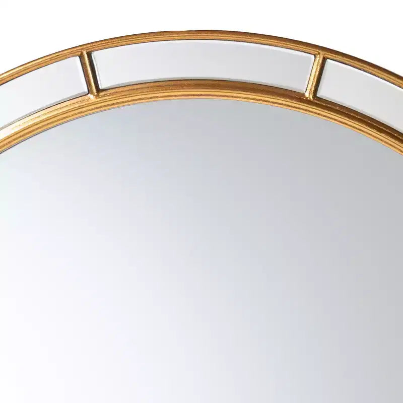 Miroir décoratif rond Ulvi en feuille d'or antique Baxton Studio