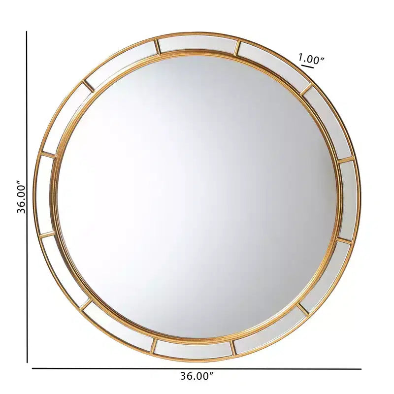 Miroir décoratif rond Ulvi en feuille d'or antique Baxton Studio