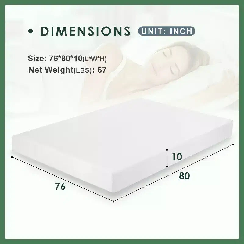 FDW Matelas 10 pouces en mousse à mémoire de forme au gel pour un sommeil frais et un soulagement de la pression/Matelas de fermeté moyenne CertiPUR-US/Matelas en boîte