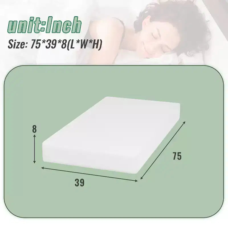 Matelas en mousse à mémoire de forme de 8 pouces FDW Matelas en mousse confortable ondulée de 8 pouces, certifié CertiPUR-US, housse douce amovible, blanc