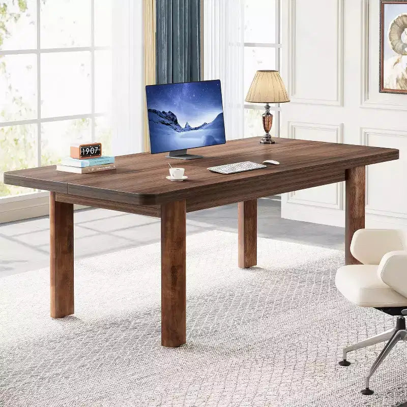 Table de conférence Lantine de 160 cm avec pieds en bois massif