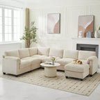 Hyleory 115 Corduroy Oversized Modular Sectional Sofa, U Shaped Couch with Movable Ottoman, Large 7 Seater Corner Sofa for Living Room