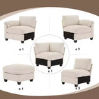 Canapé modulaire surdimensionné en velours côtelé Hyleory 115, canapé en U avec pouf mobile, grand canapé d'angle 7 places pour salon